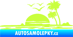 Samolepka Krajina moře 001 pravá karavan na cestách limetová