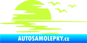 Samolepka Krajina moře 003 levá západ slunce odraz na hladině limetová