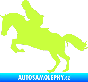 Samolepka Kůň 014 levá skok s jezdcem limetová