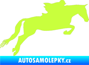 Samolepka Kůň 015 pravá skok s jezdcem limetová