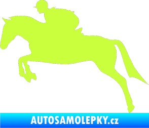 Samolepka Kůň 020 levá skok s jezdcem limetová
