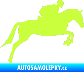 Samolepka Kůň 020 pravá skok s jezdcem limetová