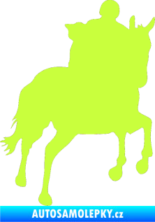 Samolepka Kůň 021 pravá s jezdcem limetová