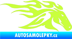 Samolepka Kůň 022 pravá hlava s plameny limetová