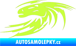 Samolepka Kůň 023 levá hlava s vlající hřívou limetová