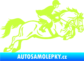 Samolepka Kůň 059  pravá jezdec na koni parkur limetová