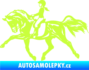 Samolepka Kůň 060 levá dítě jezdí na koni parkur limetová