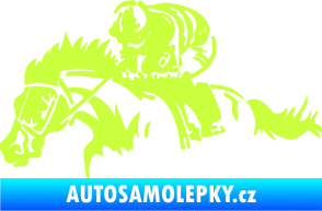 Samolepka Kůň 075 levá závod s jezdcem, dostihy limetová