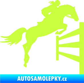 Samolepka Kůň 080 pravá skok přes překážku limetová