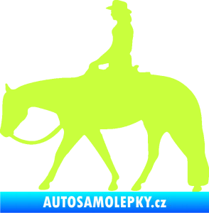 Samolepka Kůň 082 levá kovbojka na koni limetová
