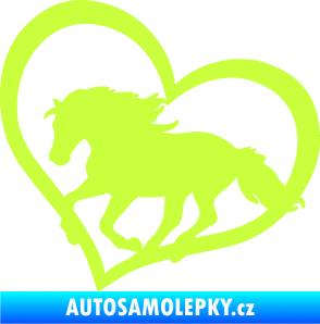Samolepka Kůň 087  levá v srdíčku limetová