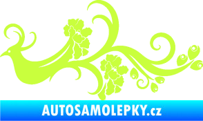 Samolepka Květina dekor 014 levá páv limetová