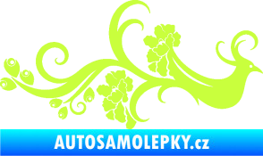 Samolepka Květina dekor 014 pravá páv limetová
