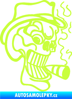 Samolepka Lebka 020 pravá crazy s cigaretou limetová