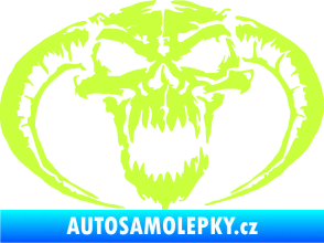 Samolepka Lebka 027 levá se zahnutými rohy limetová