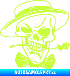 Samolepka Lebka 029 pravá s květinou limetová