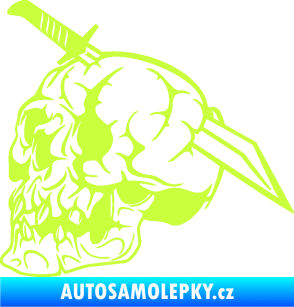 Samolepka Lebka 031 levá probodnutá nožem limetová