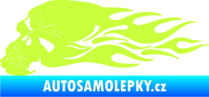 Samolepka Lebka 050 levá v plamenech limetová
