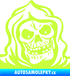 Samolepka Lebka 057 pravá v kápi limetová