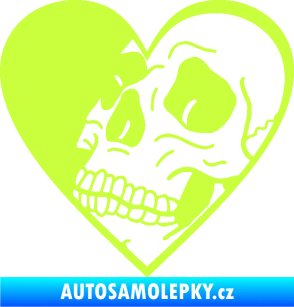 Samolepka Lebka 062 levá v srdíčku limetová