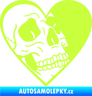 Samolepka Lebka 062 pravá v srdíčku limetová