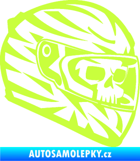 Samolepka Lebka s motohelmou 001 pravá limetová