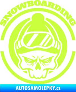 Samolepka Lebka snowboarding limetová
