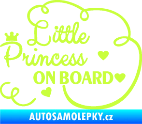 Samolepka Little princess on board nápis limetová