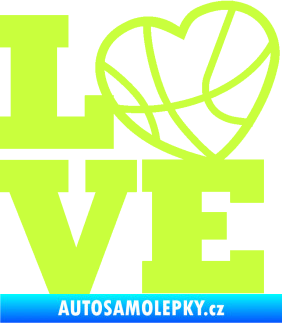 Samolepka Love basketbal limetová