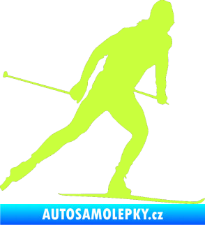 Samolepka Lyžař 006 pravá běžky limetová