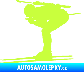 Samolepka Lyžař 028 levá - biatlon limetová