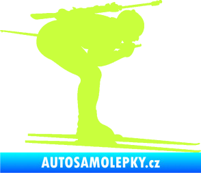 Samolepka Lyžař 028 pravá - biatlon limetová