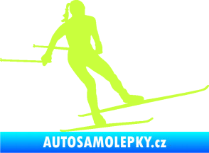 Samolepka Lyžařka 001 pravá běh na lyžích limetová