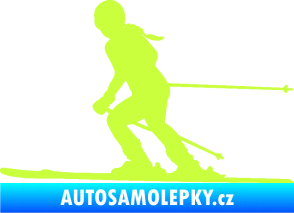 Samolepka Lyžařka 002 levá sjezd limetová