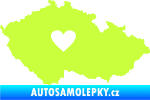 Samolepka Mapa České republiky 002 srdce limetová