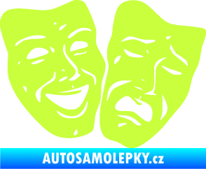 Samolepka Masky tváře 001 pravá veselý a smutný limetová