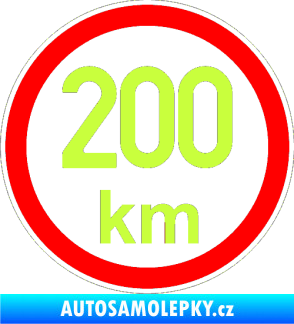 Samolepka Maximální rychlost 200km - nejvyšší konstrukční rychlost limetová