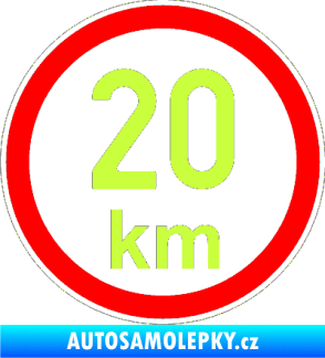 Samolepka Maximální rychlost 20km - nejvyšší konstrukční rychlost limetová