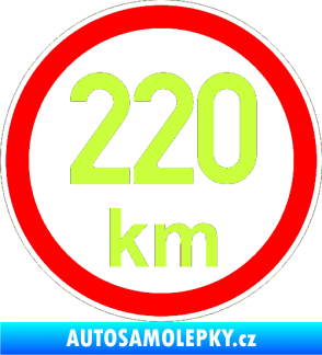 Samolepka Maximální rychlost 220km - nejvyšší konstrukční rychlost limetová
