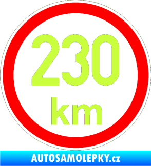 Samolepka Maximální rychlost 230km - nejvyšší konstrukční rychlost limetová