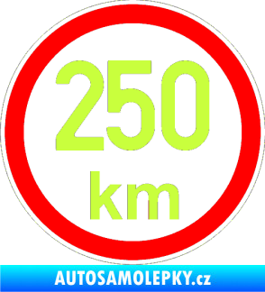 Samolepka Maximální rychlost 250km - nejvyšší konstrukční rychlost limetová