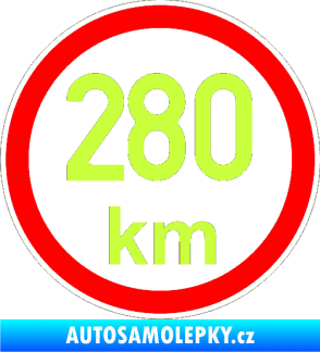Samolepka Maximální rychlost 280km - nejvyšší konstrukční rychlost limetová