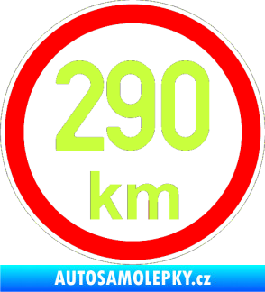 Samolepka Maximální rychlost 290km - nejvyšší konstrukční rychlost limetová