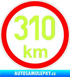 Samolepka Maximální rychlost 310km - nejvyšší konstrukční rychlost limetová