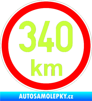 Samolepka Maximální rychlost 340km - nejvyšší konstrukční rychlost limetová