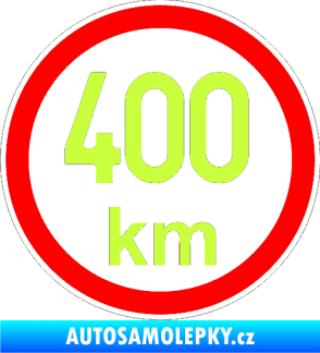 Samolepka Maximální rychlost 400km - nejvyšší konstrukční rychlost limetová