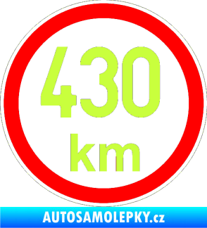 Samolepka Maximální rychlost 430km - nejvyšší konstrukční rychlost limetová