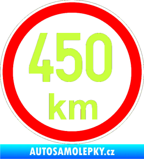 Samolepka Maximální rychlost 450km - nejvyšší konstrukční rychlost limetová