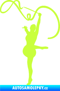 Samolepka Moderní gymnastika 003 levá gymnastka se stuhou limetová