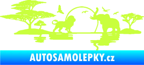 Samolepka Motiv Afrika levá -  zvířata u vody limetová